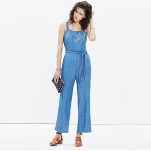 Madewell Chambray Muralist Linen Blend Sleeveless Jumpsuit 4